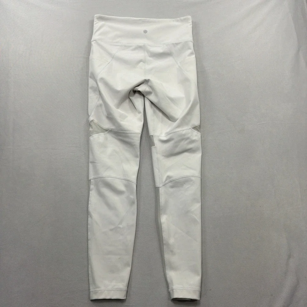 Athleta Leggings Salutation Stash Pocket Mesh Panel White Women S 281528